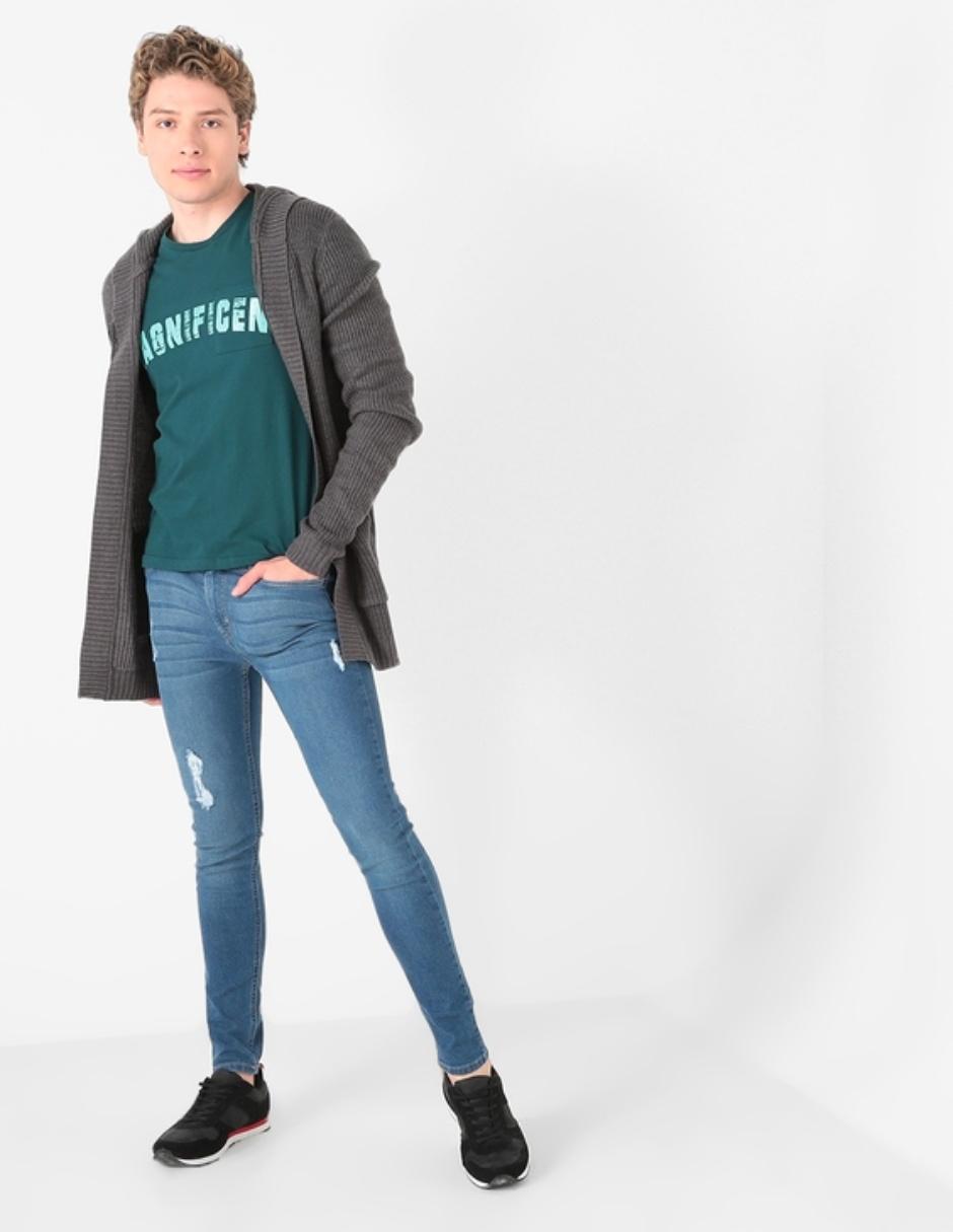 Jeans skinny lavado stone wash para hombre