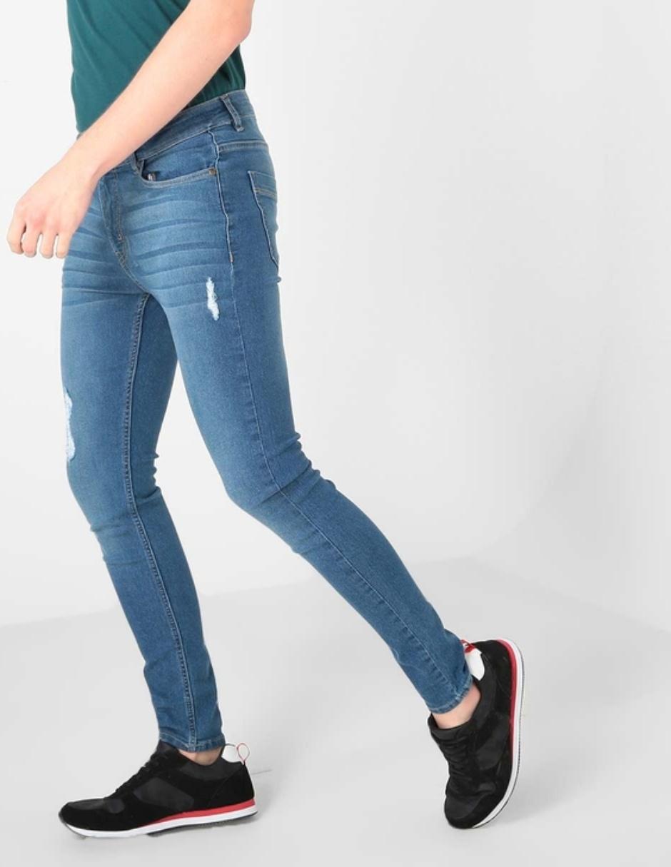 Jeans skinny lavado stone wash para hombre