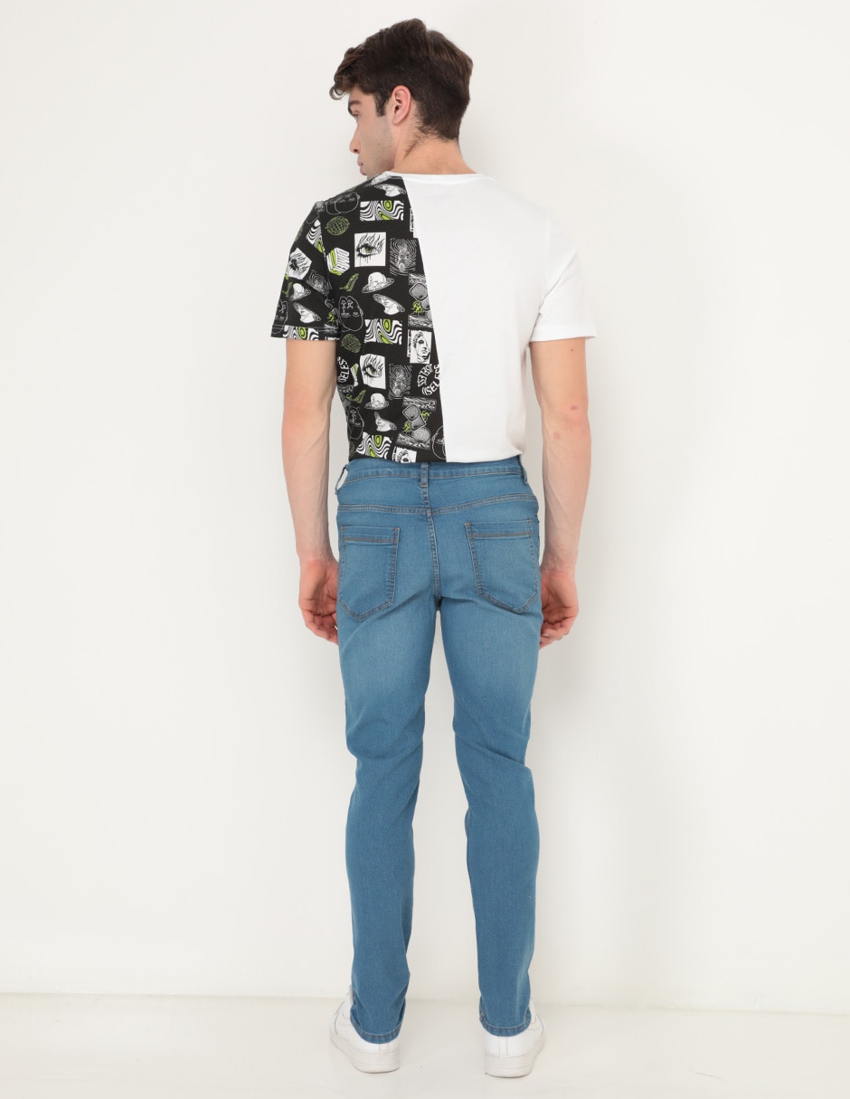 Jeans slim lavado sand blast para hombre 8