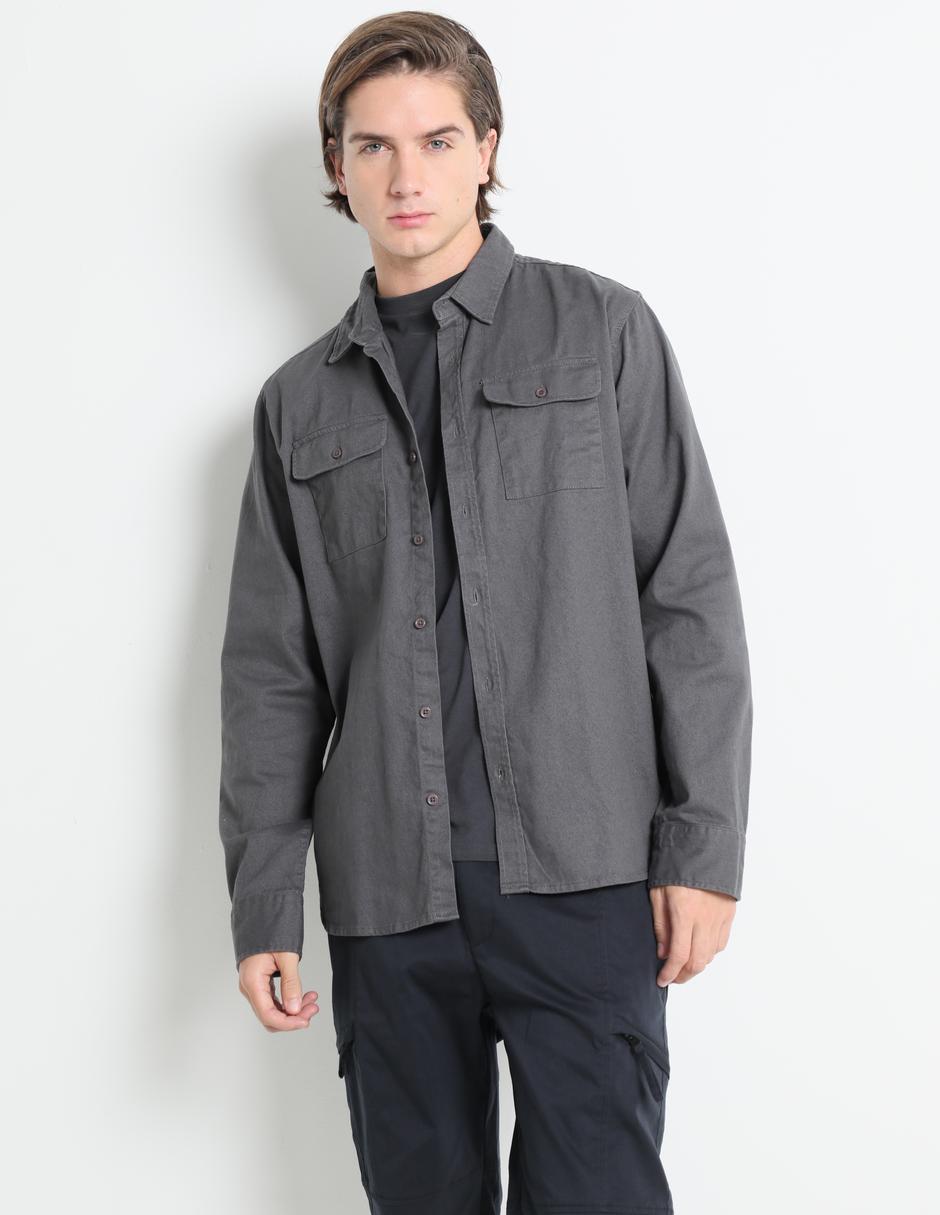 Camisa casual de algodón manga larga para hombre