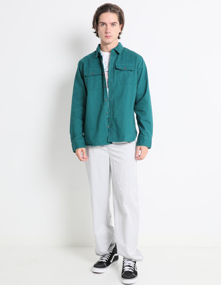 Camisa casual de algodón manga larga para hombre