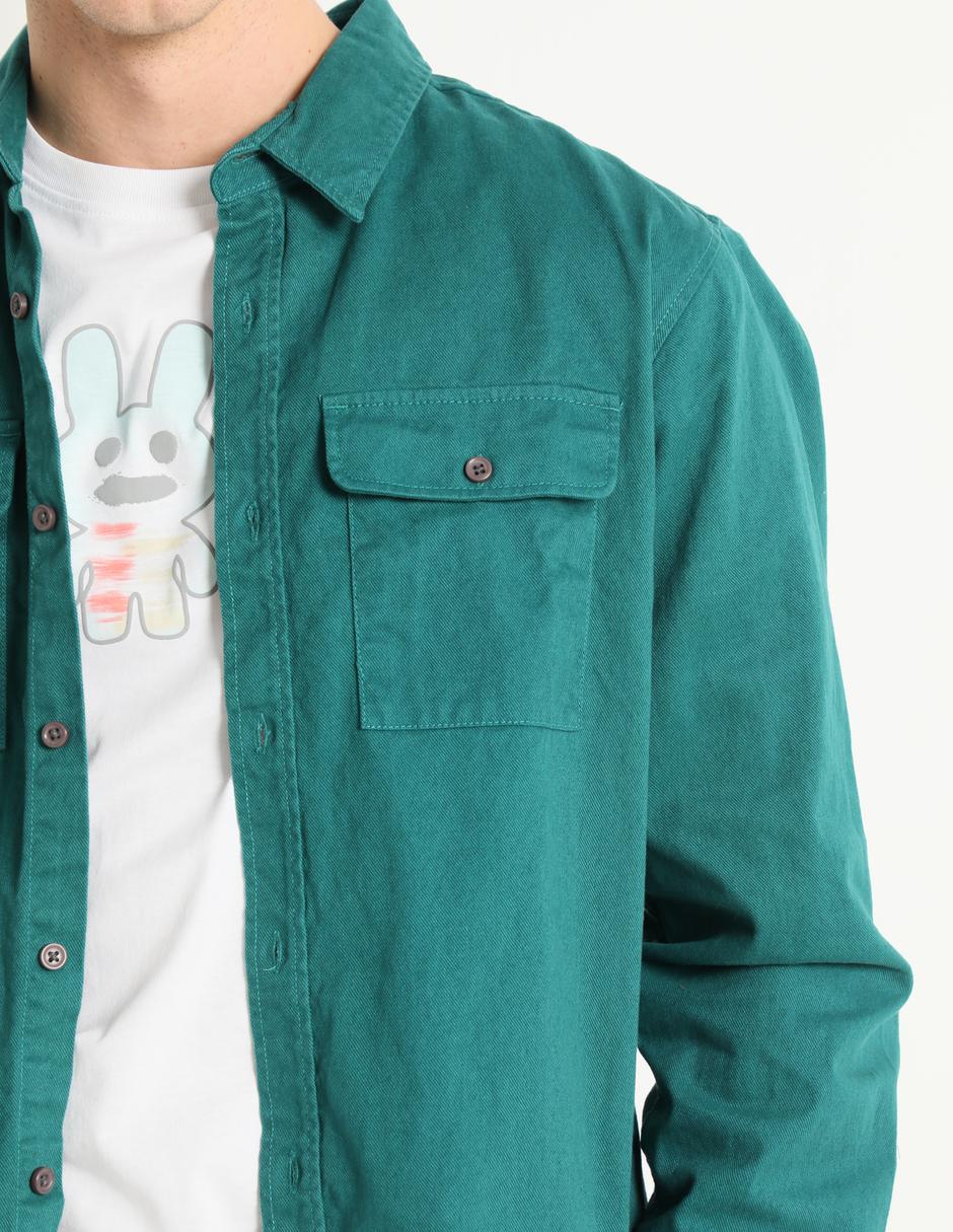 Camisa casual de algodón manga larga para hombre