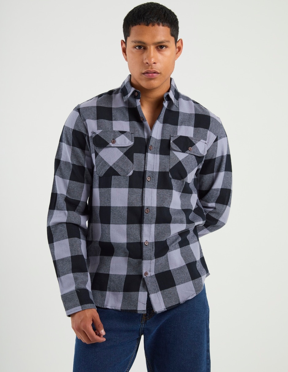 Camisa casual manga larga para hombre