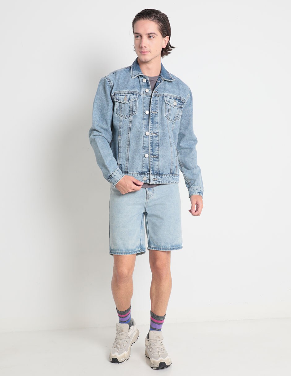 Chamarra denim con bolsillos para hombre 3