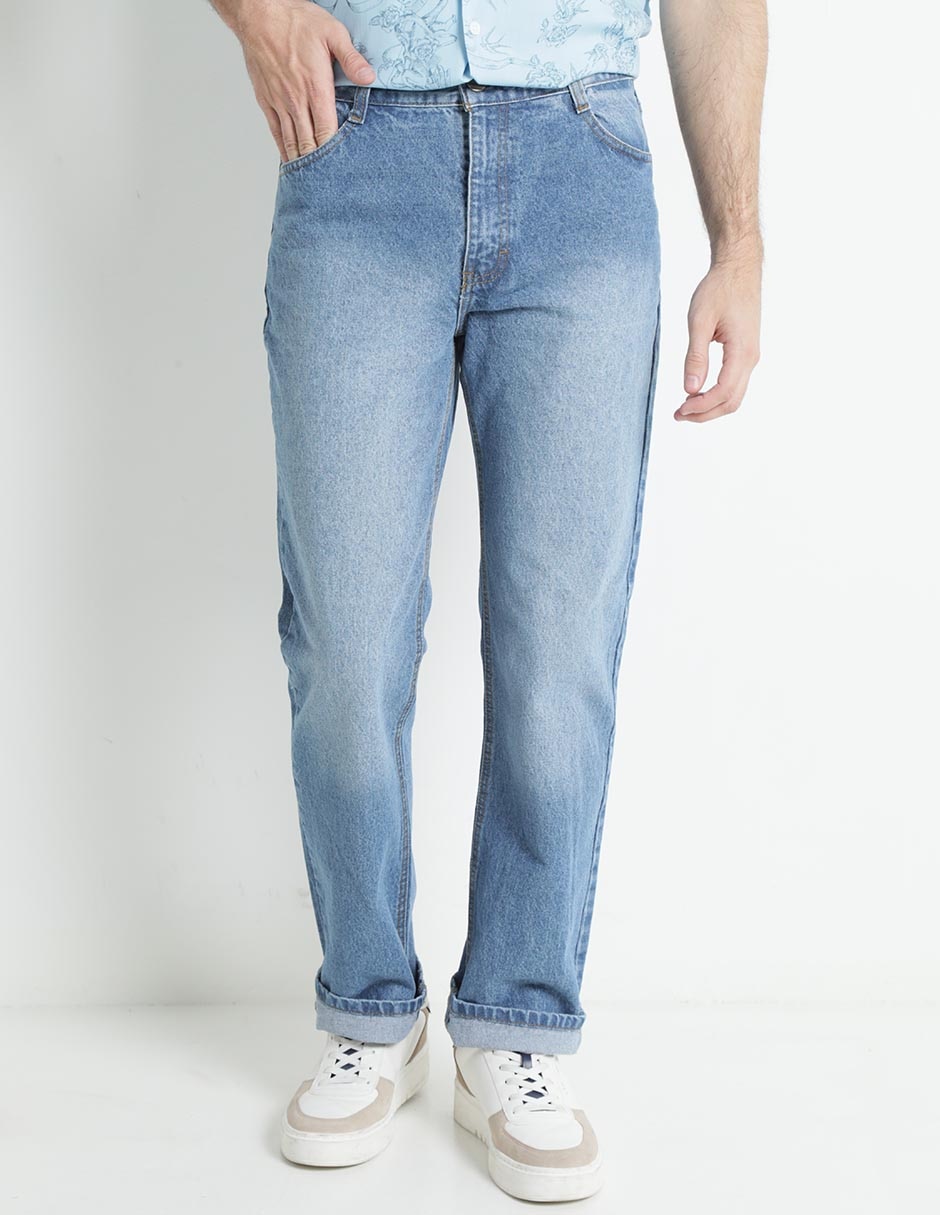 Jeans straight lavado obscuro para hombre