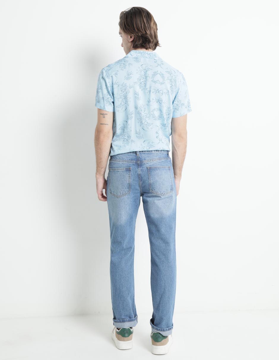 Jeans straight lavado obscuro para hombre 2