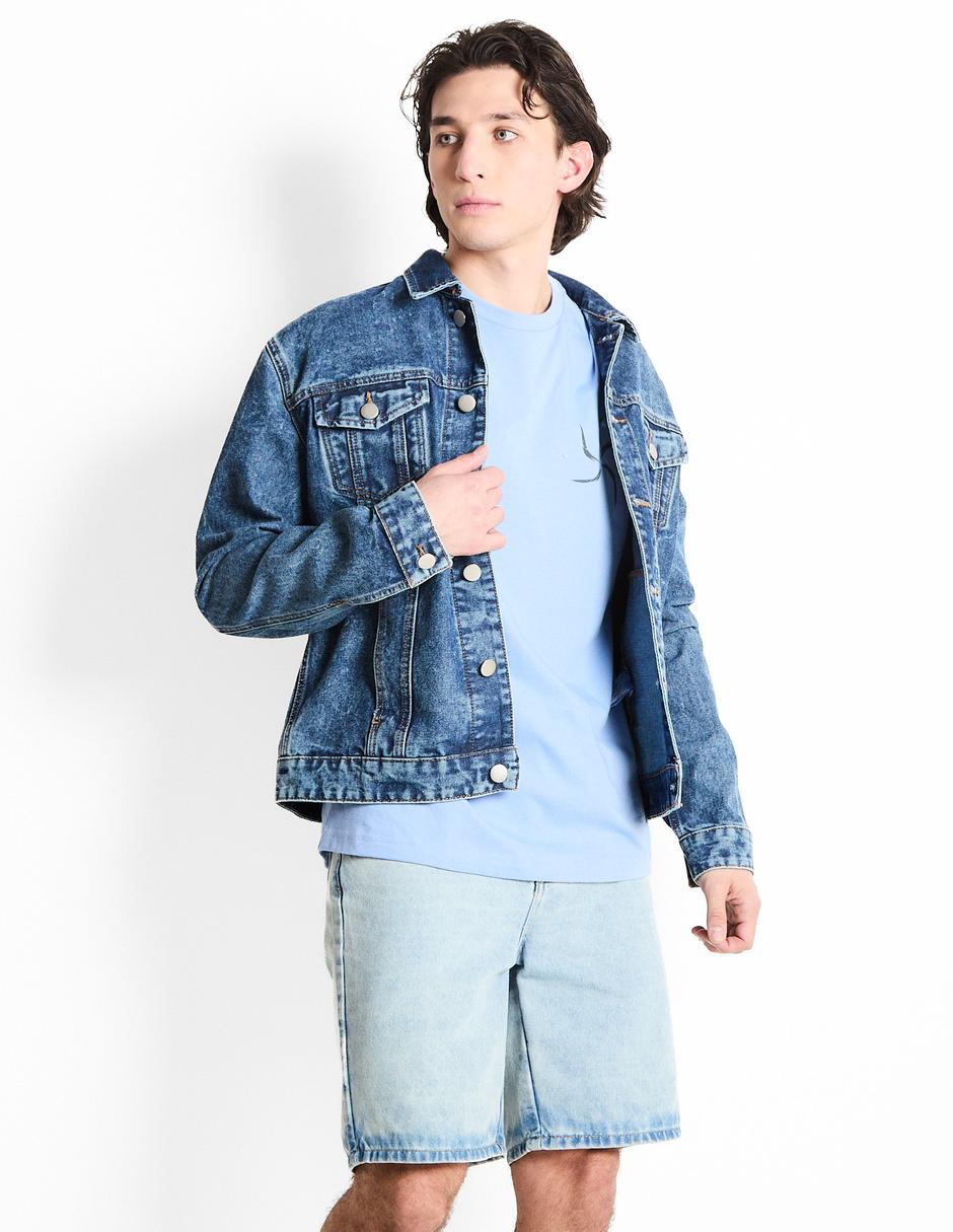 Chamarra denim con bolsillos para hombre
