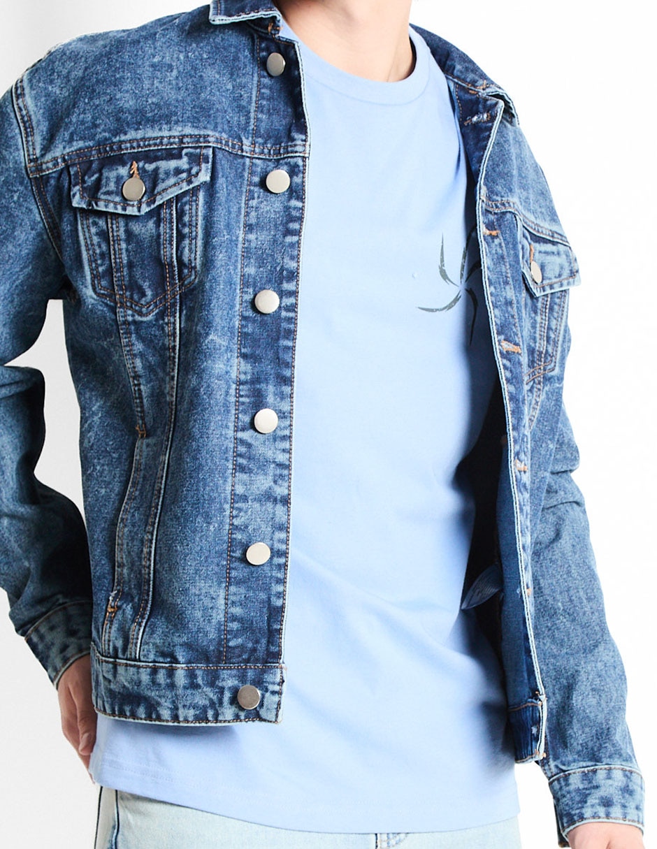 Chamarra denim con bolsillos para hombre 4