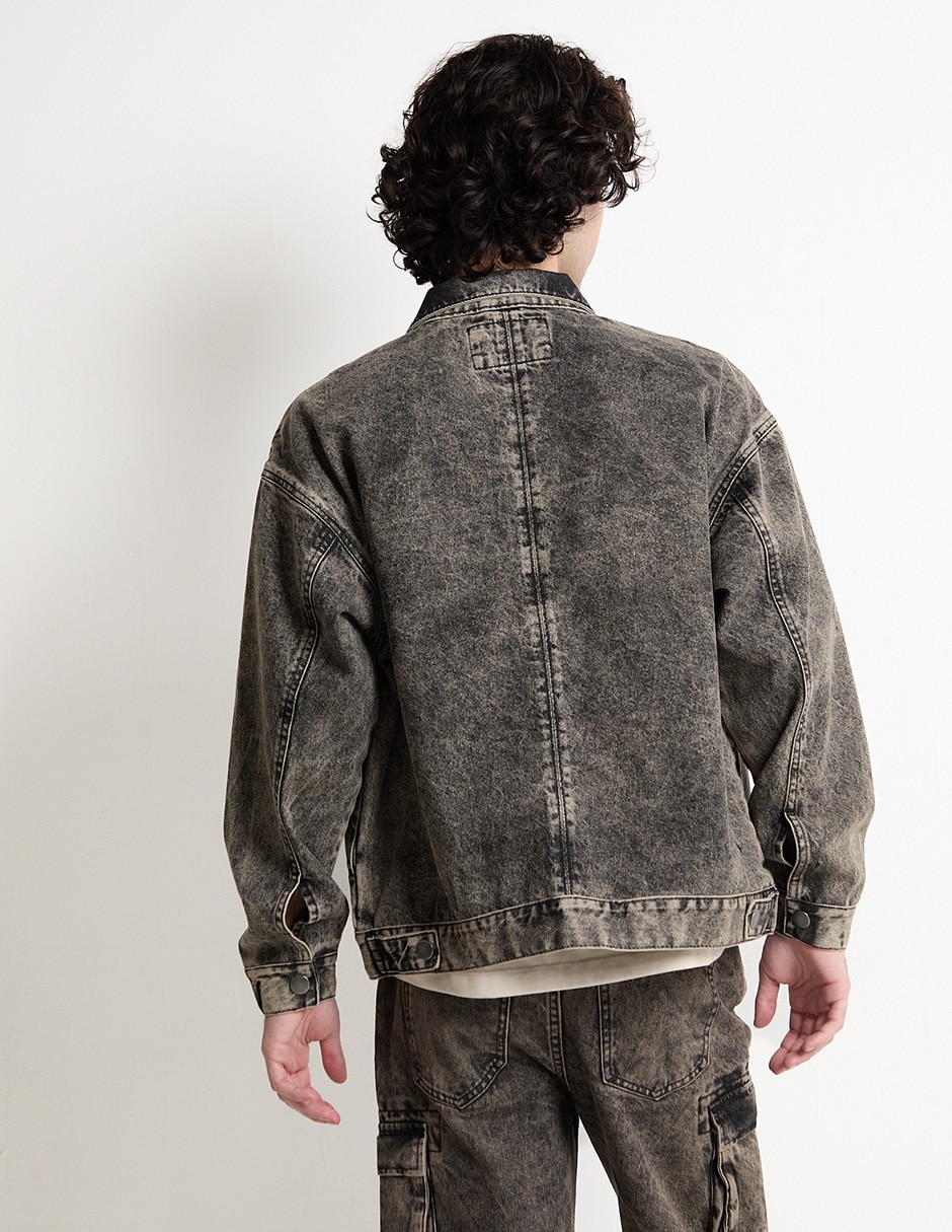 Chamarra denim de mezclilla con bolsillos para hombre 2