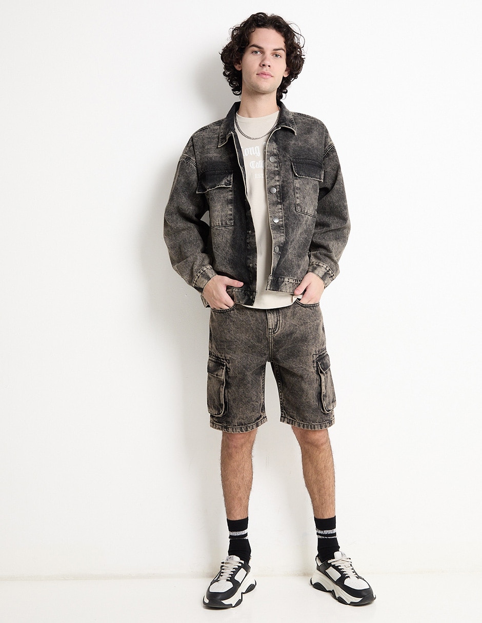 Chamarra denim de mezclilla con bolsillos para hombre 3