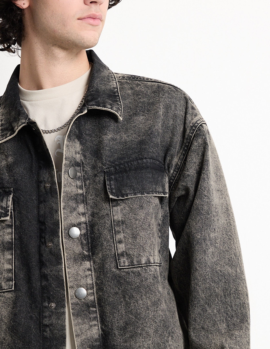 Chamarra denim de mezclilla con bolsillos para hombre 4