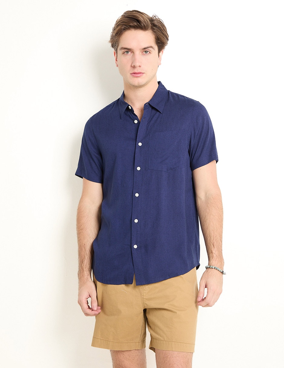 Camisa casual de algodón manga corta para hombre