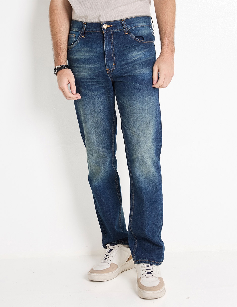 Jeans straight lavado claro para hombre