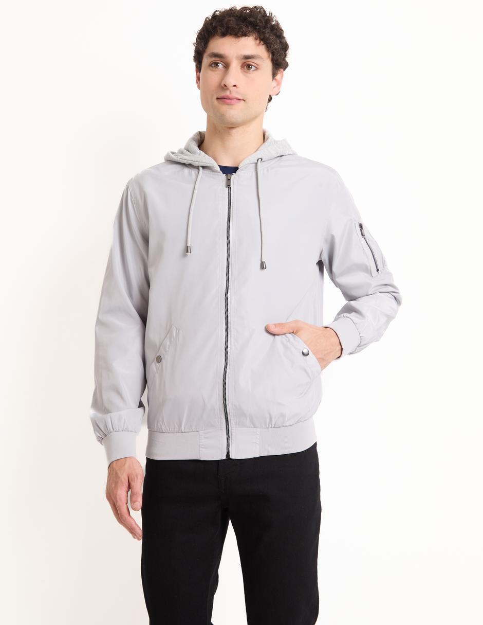 Chamarra bomber capucha desmontable para hombre