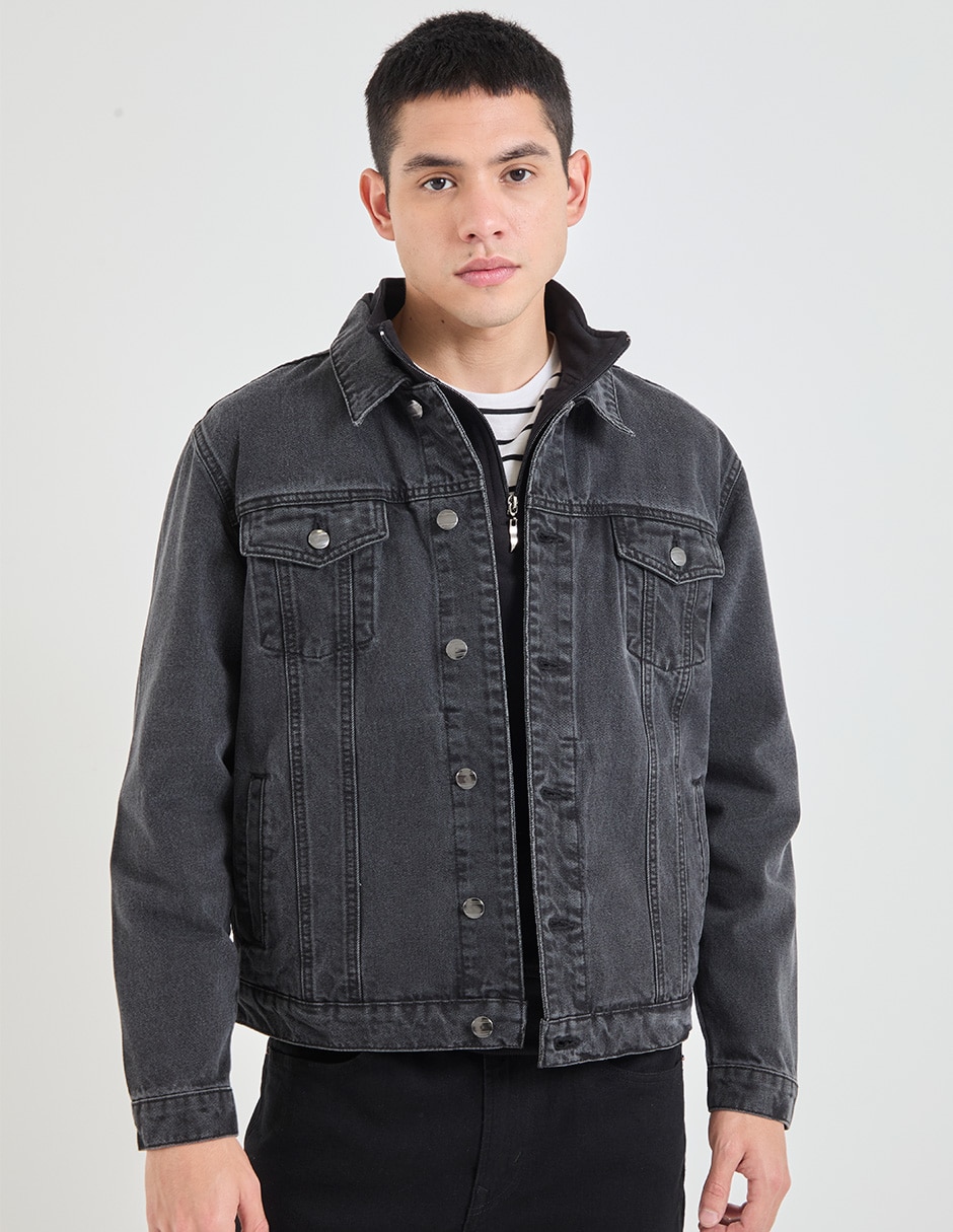 Chamarra denim de mezclilla con bolsillos para hombre