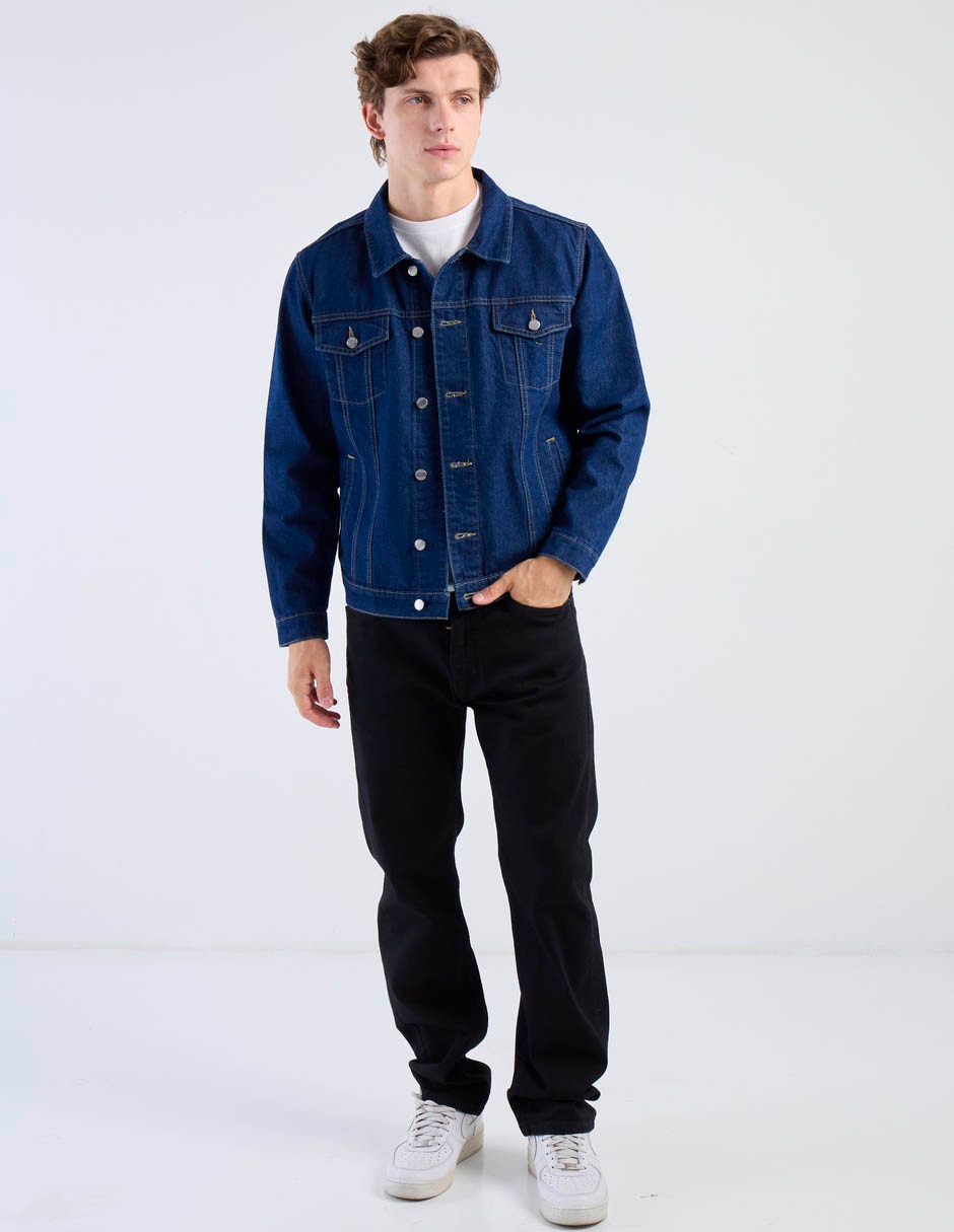 Chamarra casual de mezclilla con bolsillos para hombre 4