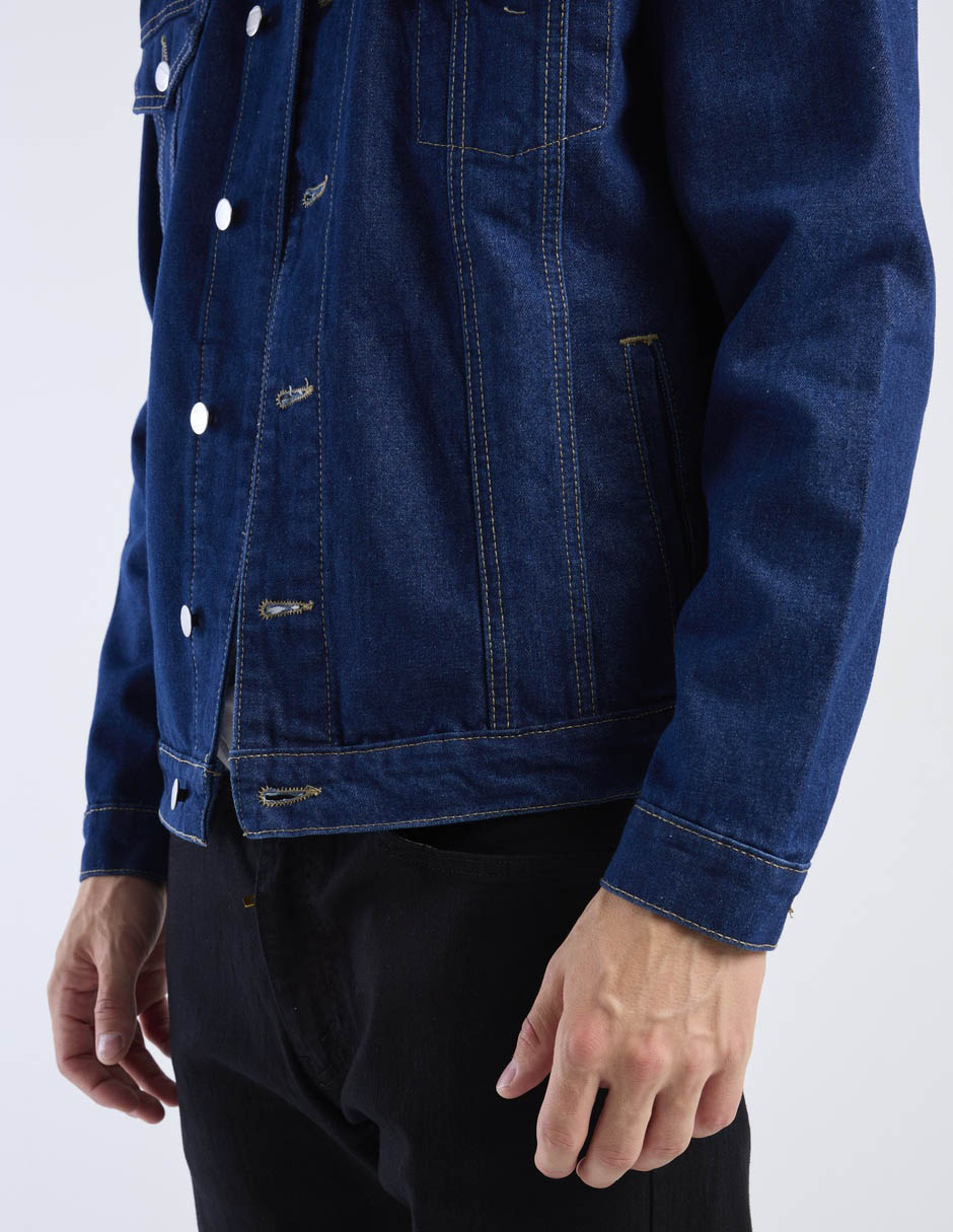 Chamarra casual de mezclilla con bolsillos para hombre 2