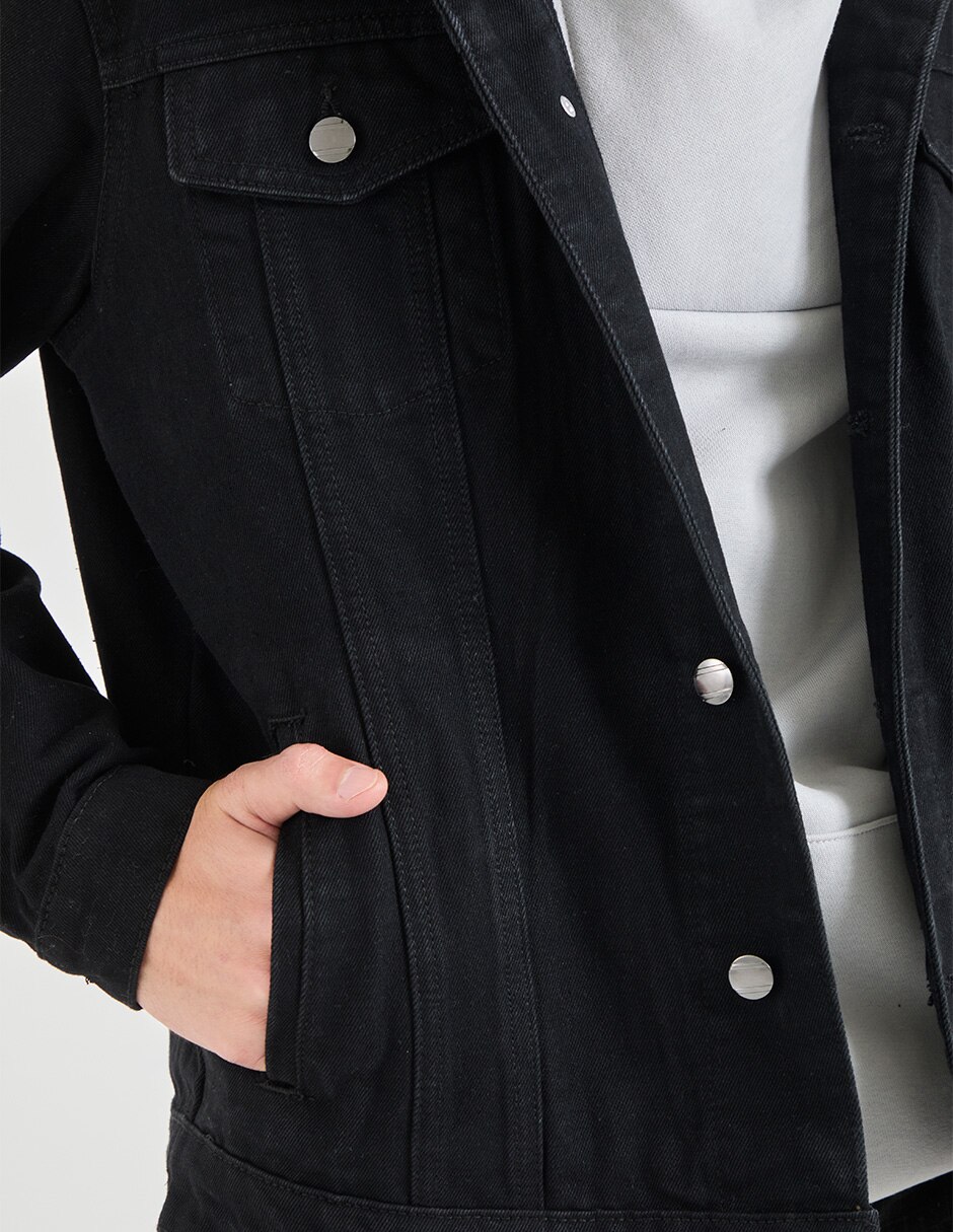 Chamarra denim de mezclilla con bolsillos para hombre 2
