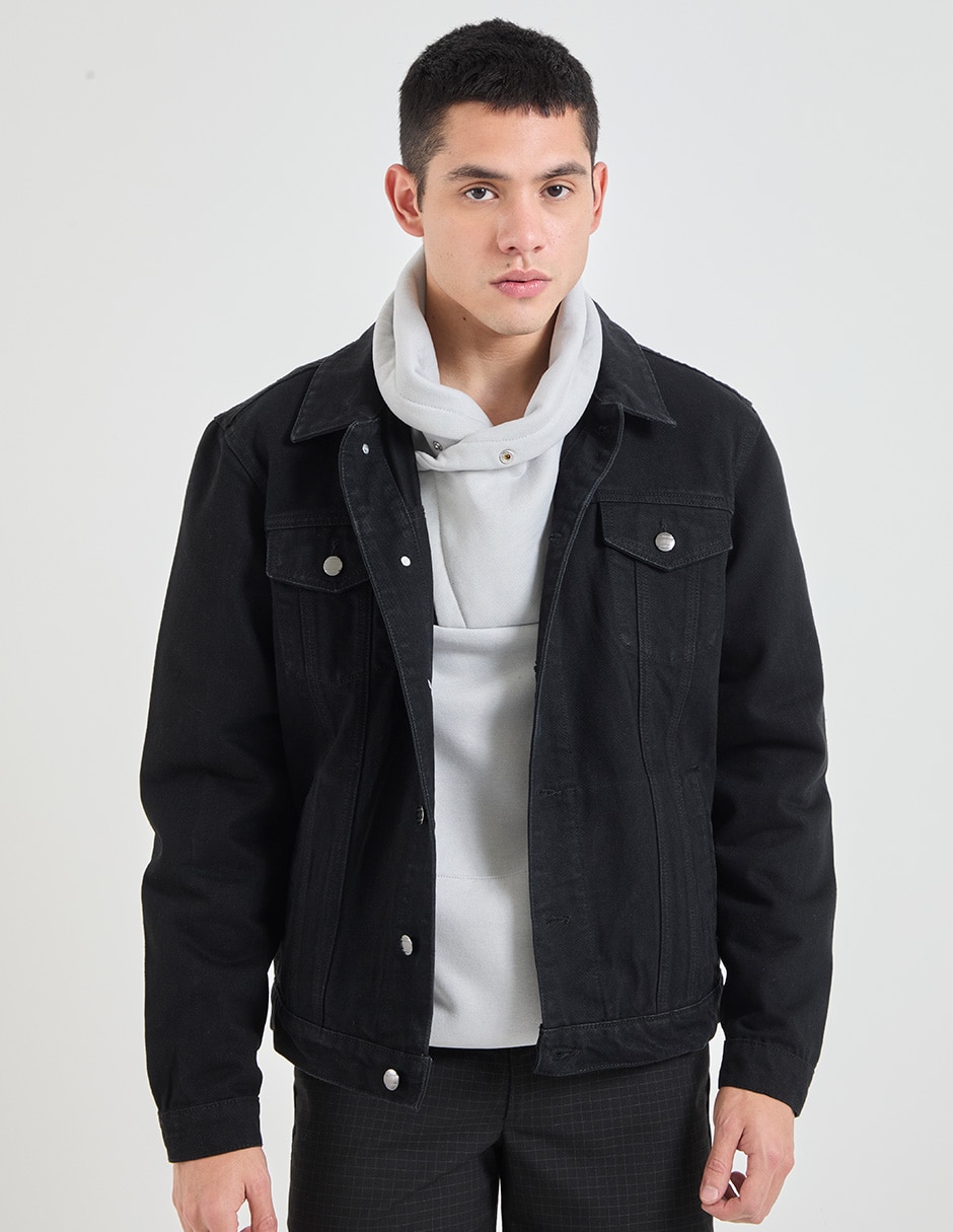 Chamarra denim de mezclilla con bolsillos para hombre Chamarra denim de mezclilla con bolsillos para hombre