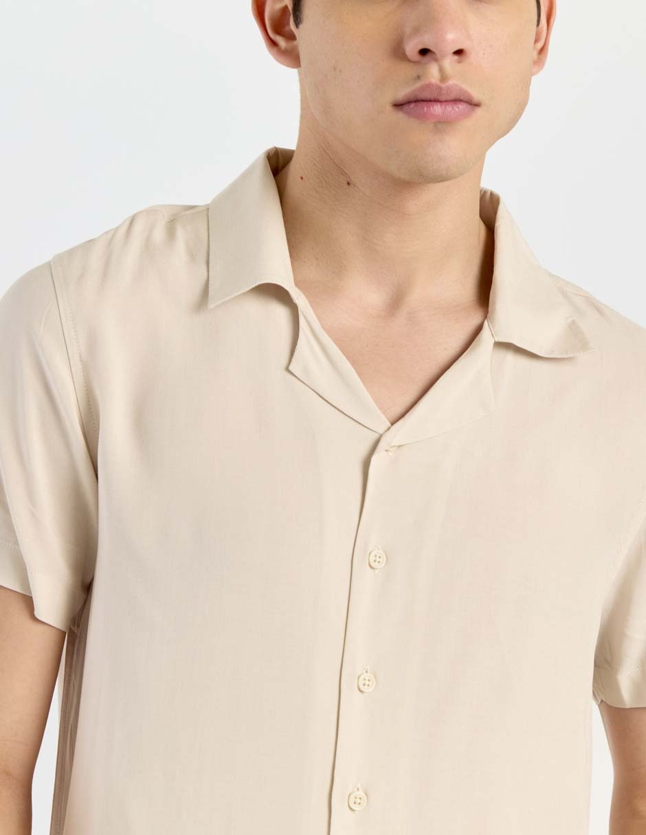 Camisa casual Nop Stop de algodón manga corta para hombre