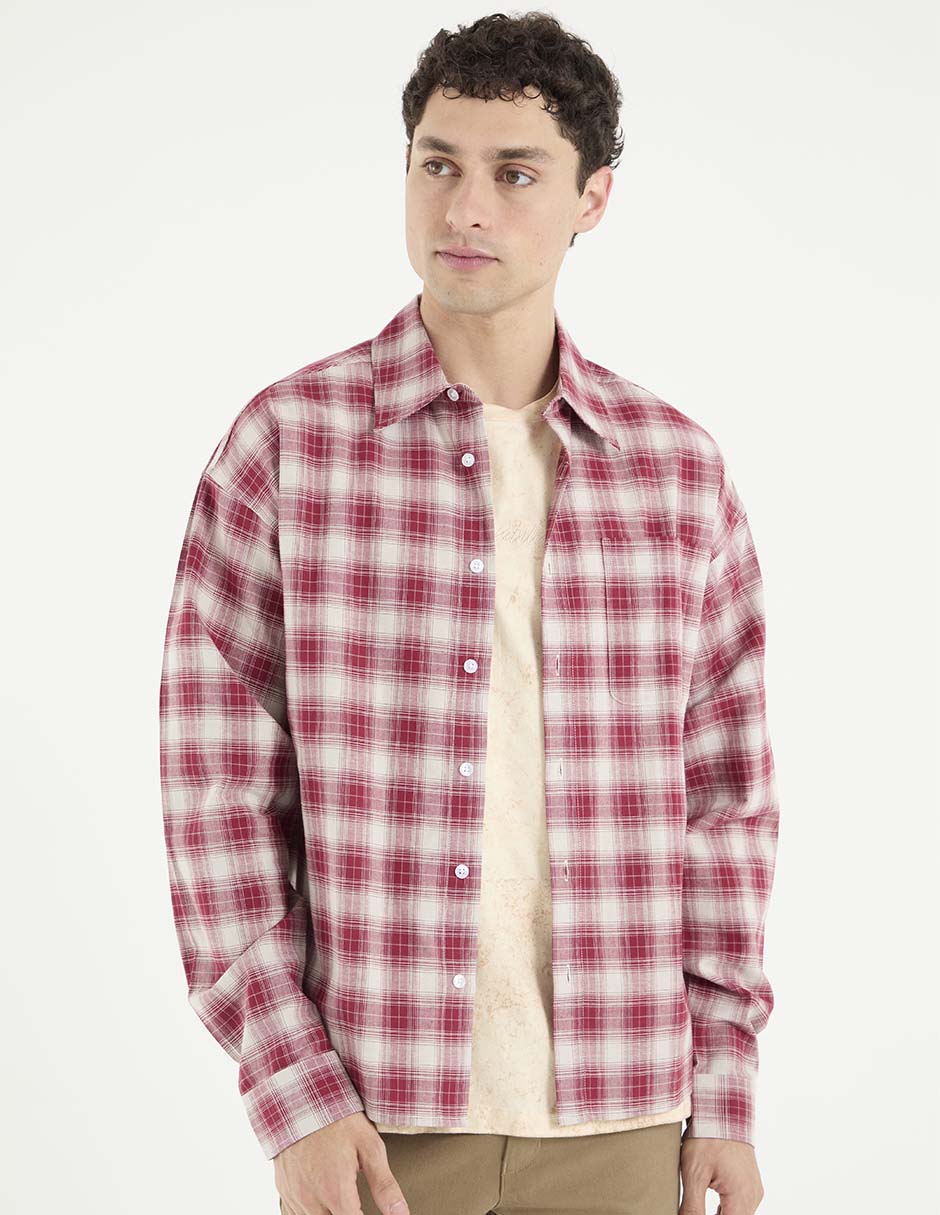 Camisa casual manga larga para hombre