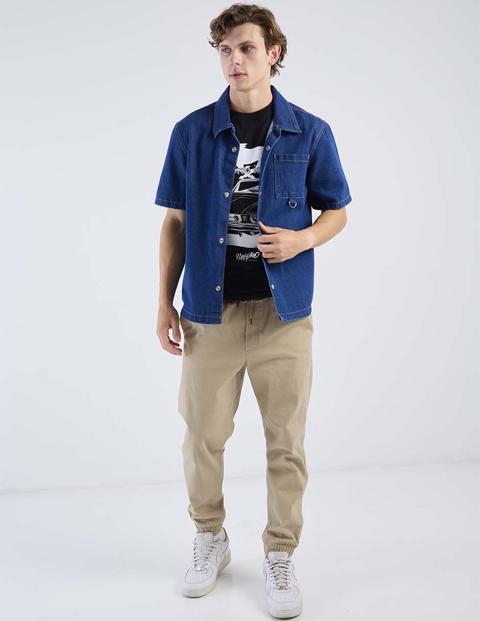 Sobrecamisa casual Non Stop de algodón manga corta para hombre