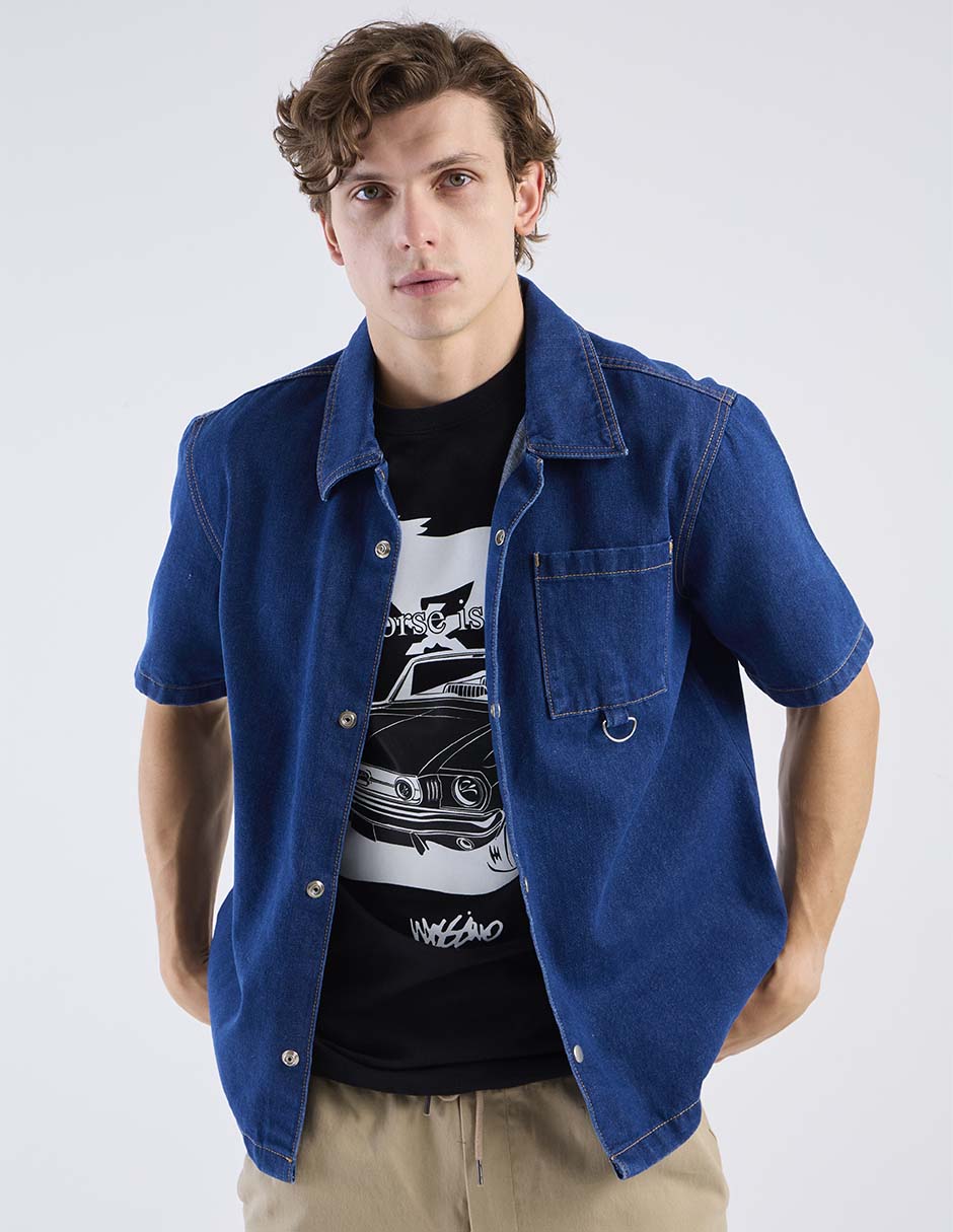 Sobrecamisa casual de algodón manga corta para hombre Sobrecamisa casual de algodón manga corta para hombre