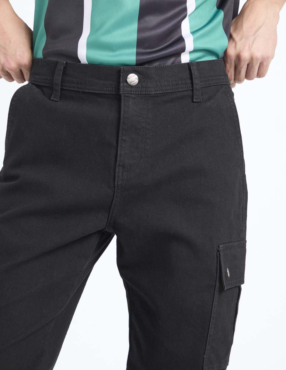 Jeans cargo relajado lavado obscuro para hombre 4