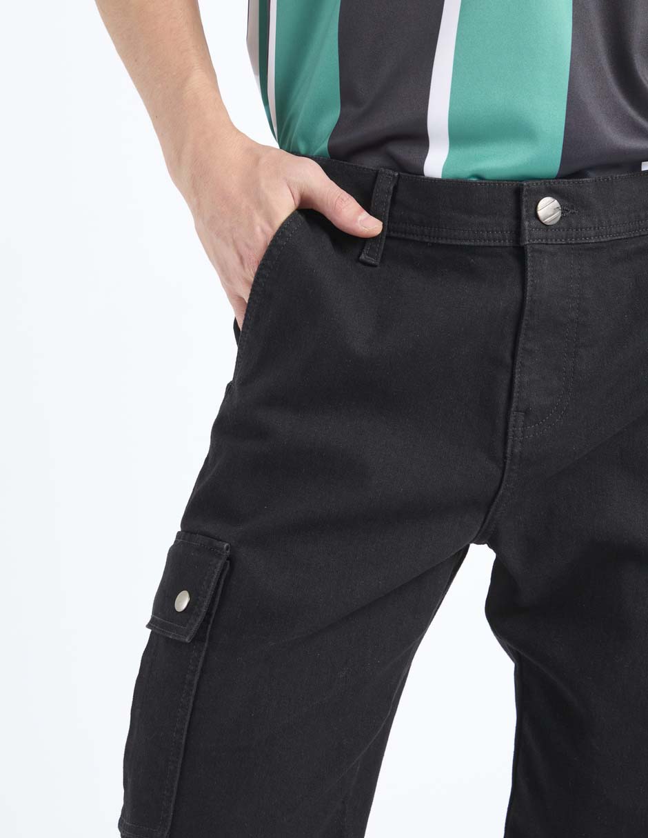 Jeans cargo relajado lavado obscuro para hombre 5