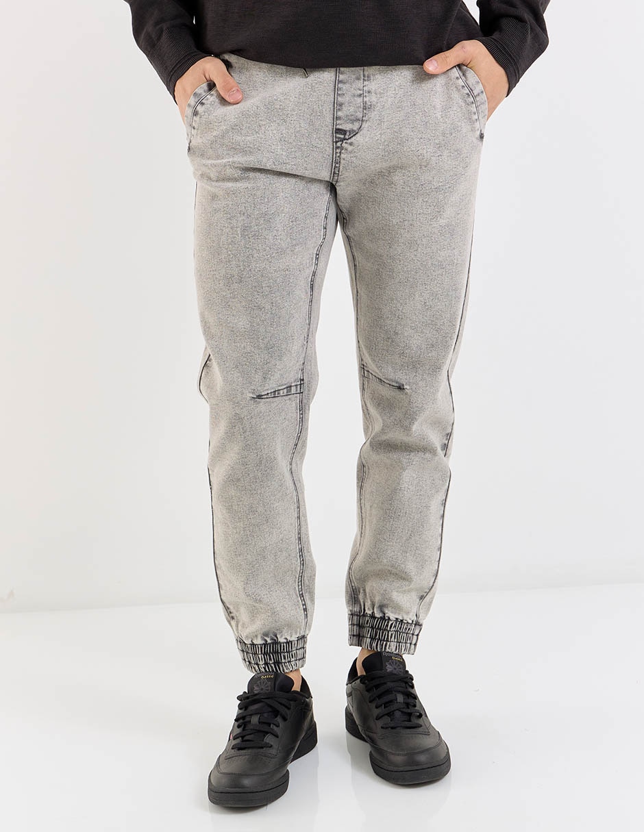 Jeans jogger slim deslavado para hombre