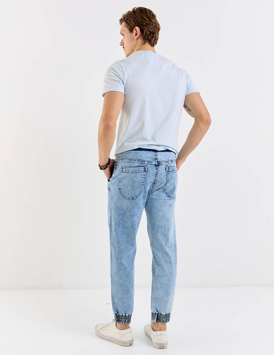 Jeans jogger slim lavado deslavado para hombre 6