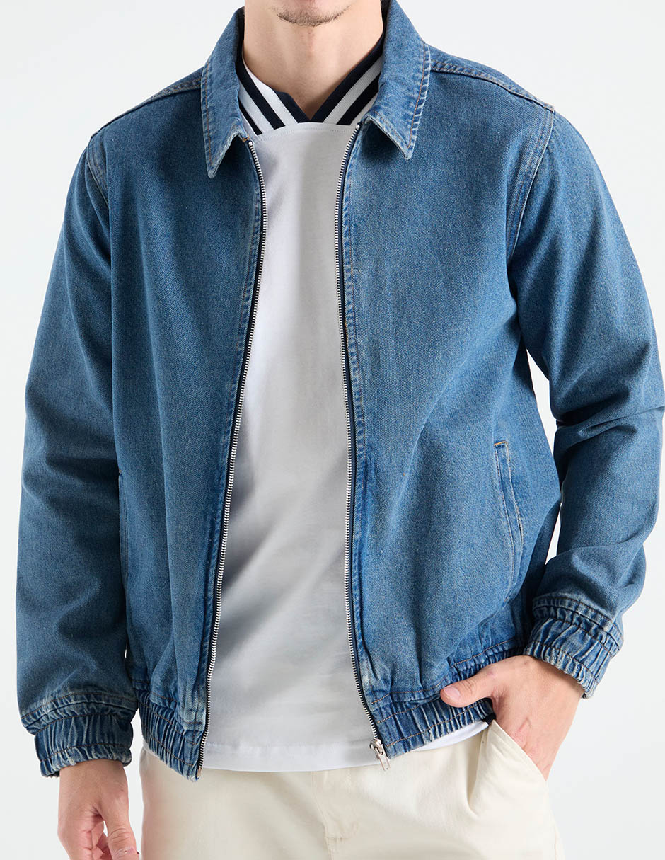 Chamarra bomber Non Stop de mezclilla con bolsillos para hombre
