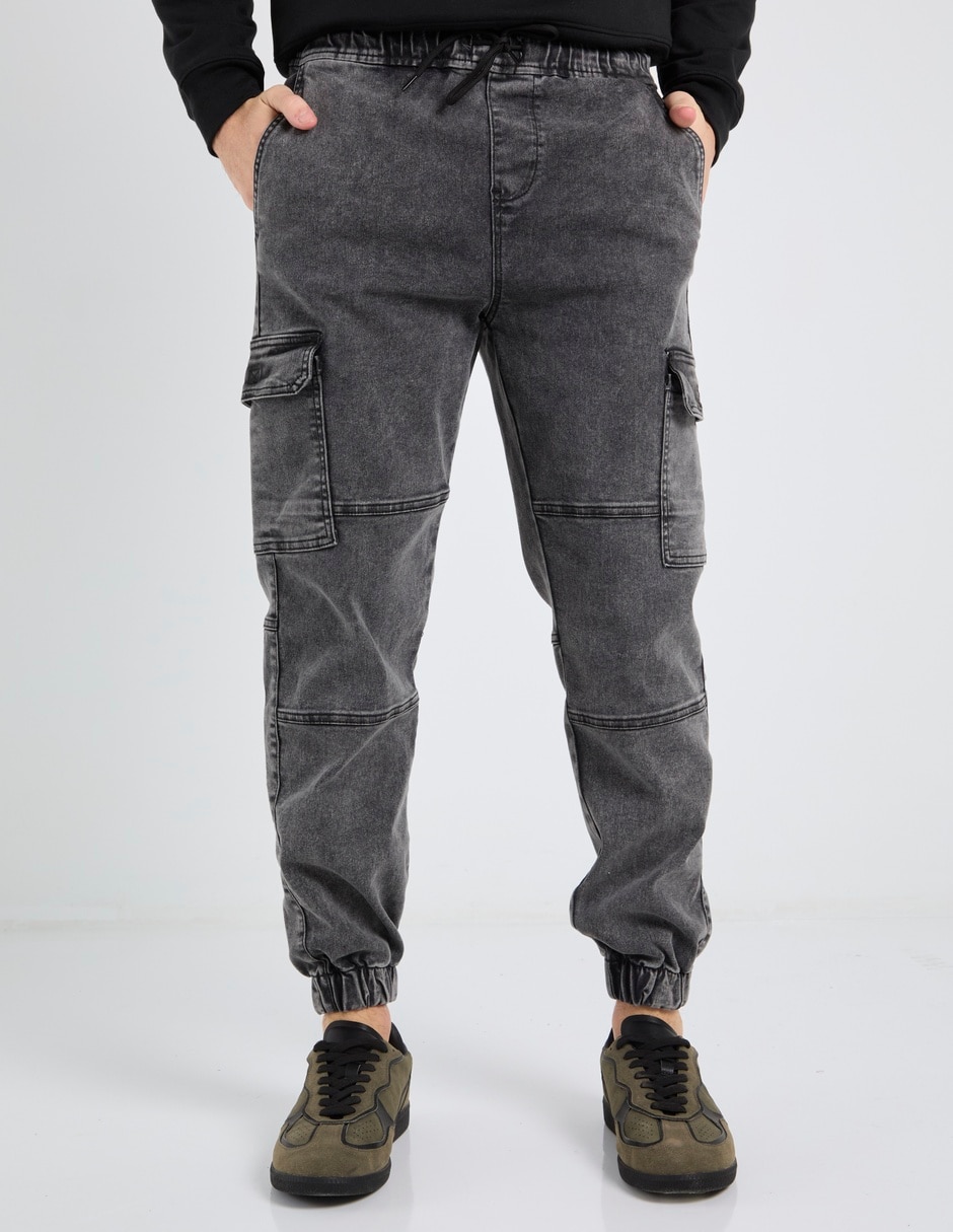 Jeans jogger slim deslavado para hombre Jeans jogger slim deslavado para hombre