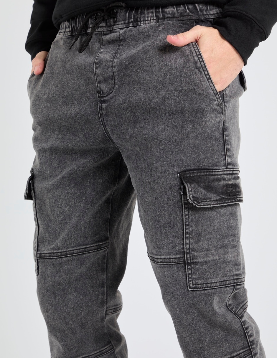 Jeans jogger slim deslavado para hombre