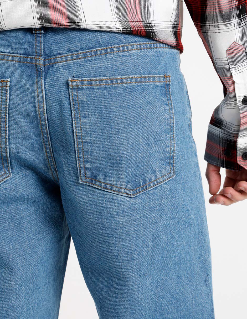 Jeans straight lavado claro para hombre 5