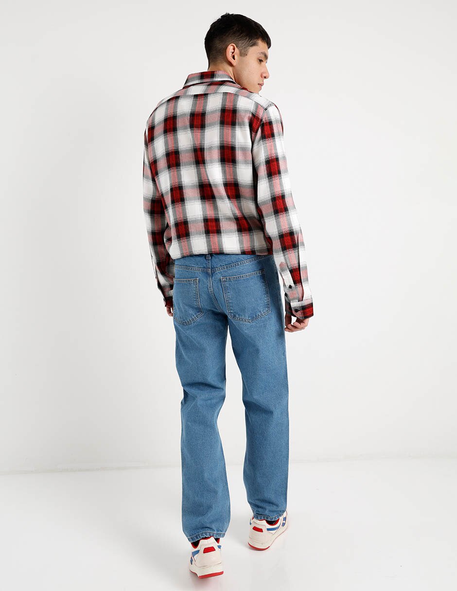 Jeans straight lavado claro para hombre 6