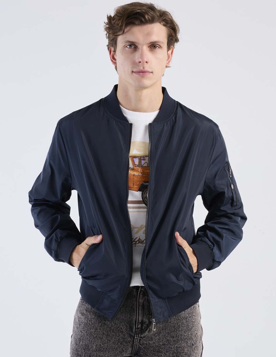 Chamarra bomber con bolsillos para hombre 1