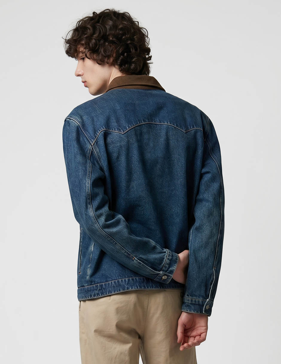 Chamarra denim de mezclilla con bolsillo para hombre 2