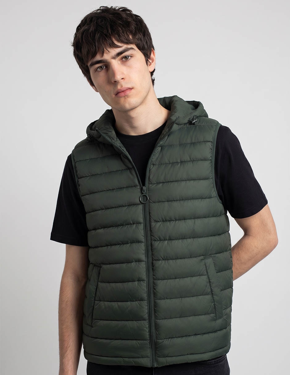 Chaleco non stop con capucha para hombre