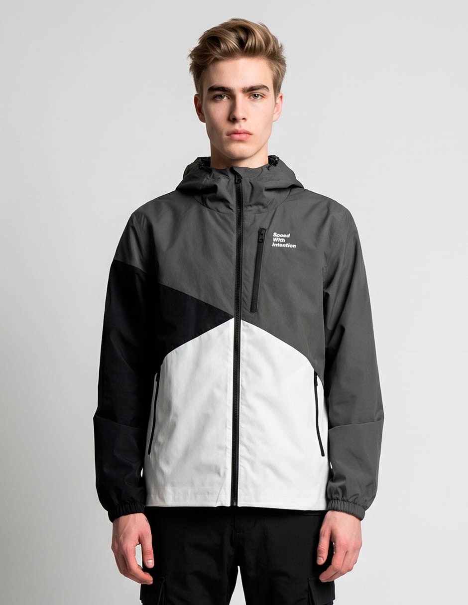 Chamarra casual capucha y bolsillos para hombre