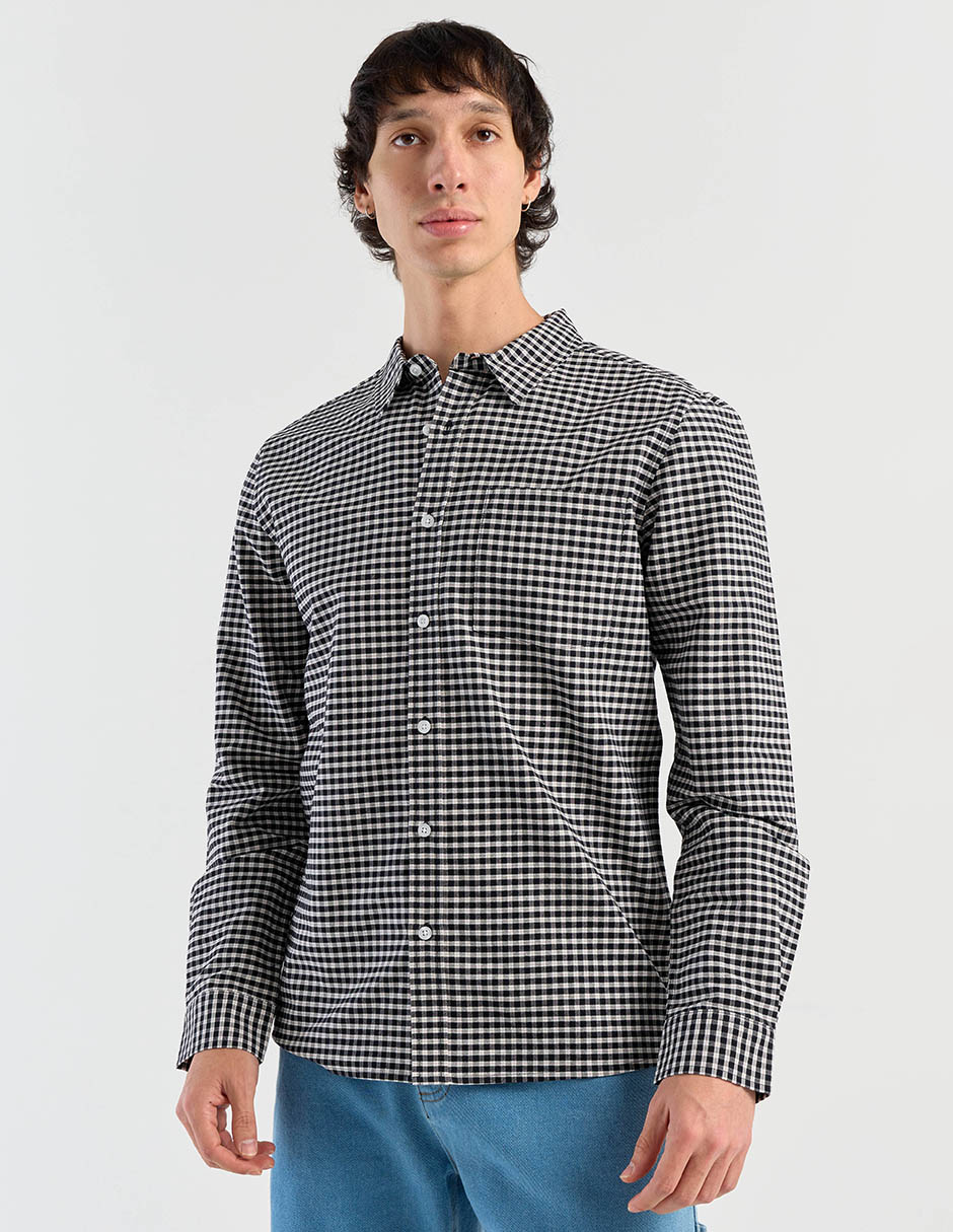 Camisa casual de algodón manga larga para hombre