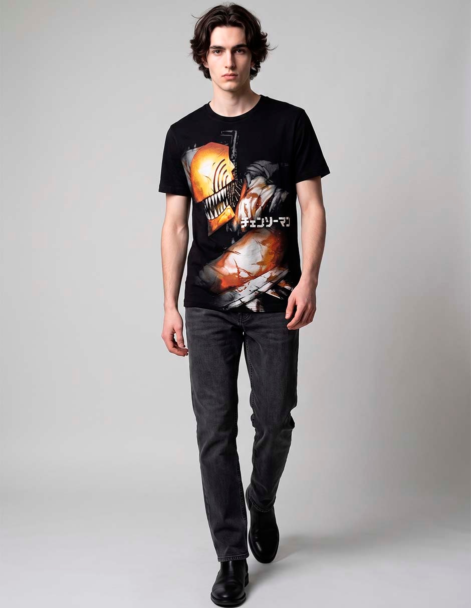Playera Chainsaw Man cuello redondo para hombre Playera Chainsaw Man cuello redondo para hombre