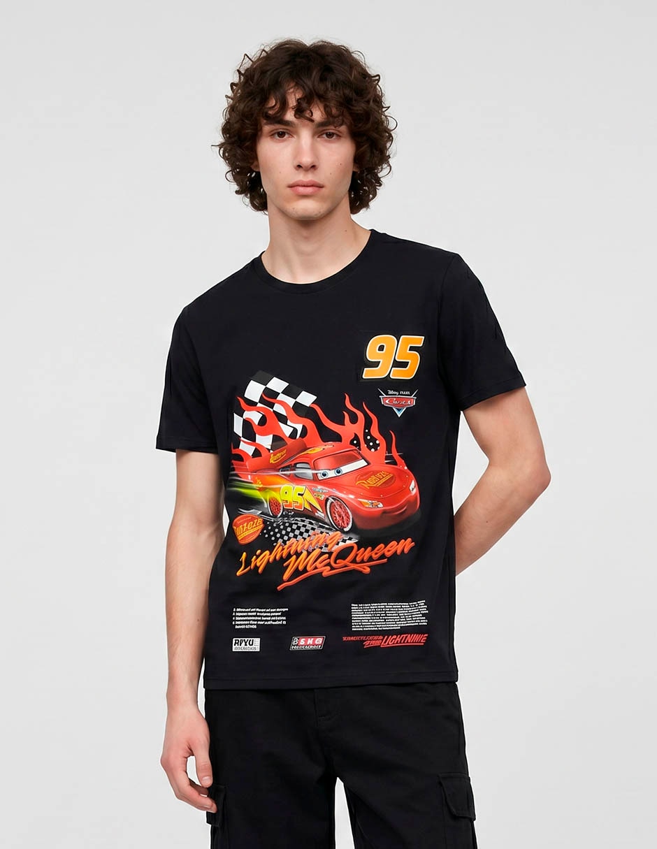 Playera rayo mcqueen cuello redondo para hombre