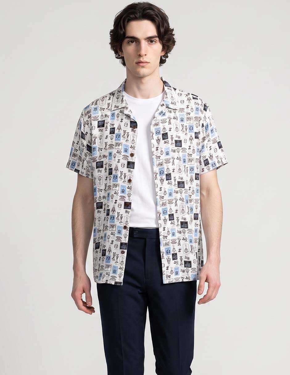 Sobrecamisa casual de algodón manga corta para hombre Sobrecamisa casual de algodón manga corta para hombre