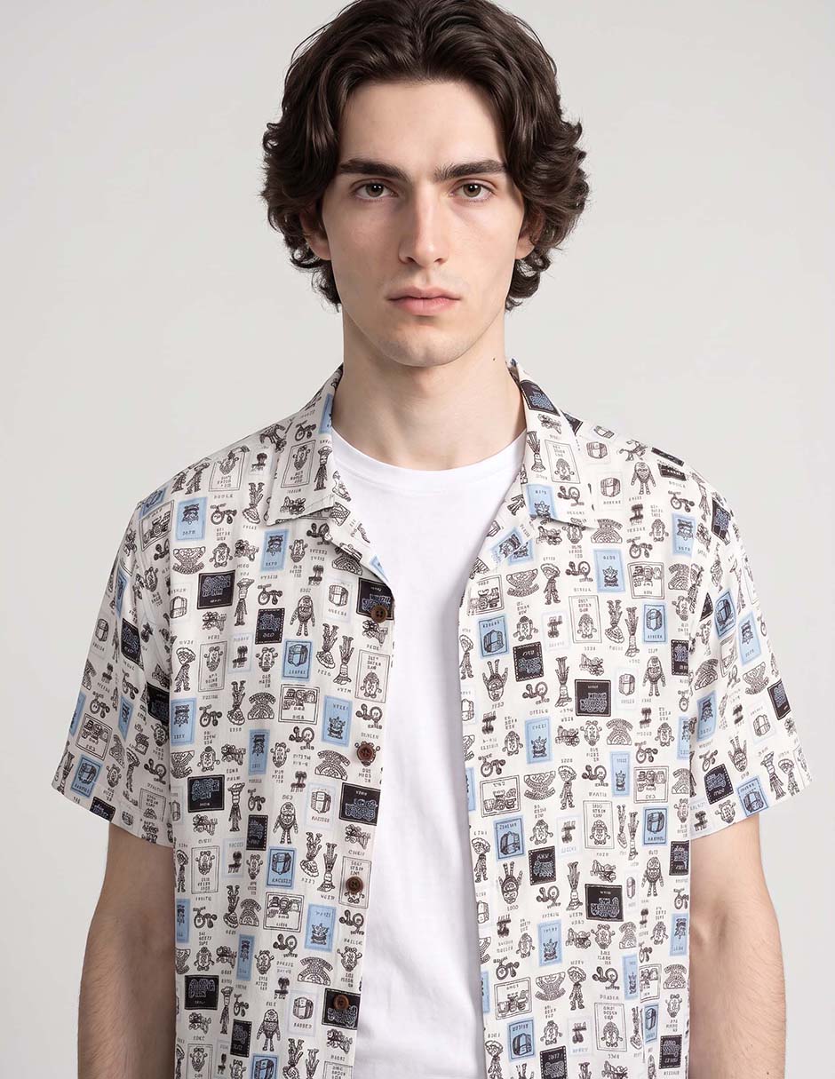 Sobrecamisa casual de algodón manga corta para hombre 3